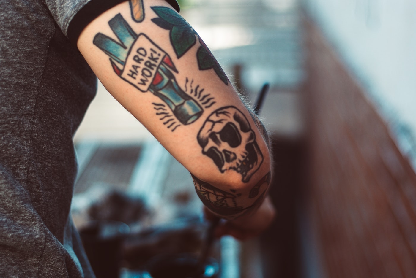 Skull leg blackwork